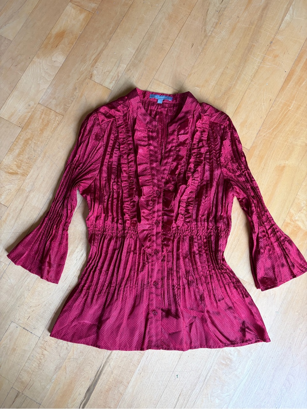 Y2K NY Company Whimsigoth Dark Cottagecore Coquette Top Deep Red  Boho Size LG